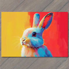 STICKER Bunny Rabbit Easter Color Explosion Whimsical Bright Pop Art Neon Fun
