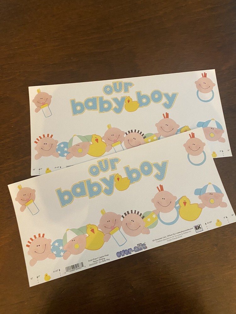 Lot of 2 EK Success Over-alls Scrapbook Titles 12” X 5.25” Baby Boy