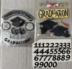 «Graduation» 2 Packs Scrapbook Papercraft EK Success Jollee 16 Pieces & numbers