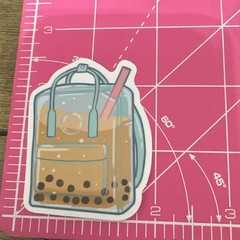 Bubble Tea Boba Drink Stickers Lot, Multicolor Food & Drink Theme (4 pcs)