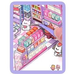 4 (3D) 5.5 x 4.9 Isometric Scene Rooms. Store, Library, Diner, and Bakery.