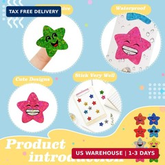 700Pcs Smiley Face Star Stickers for Kids Reward, 1inch 8 Colored Sparkly Foil E