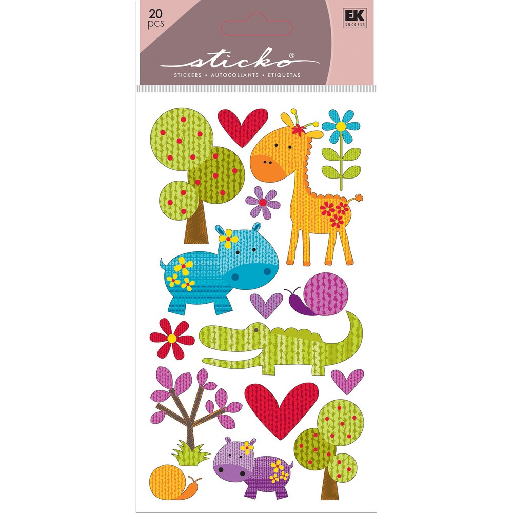 Crafts Sticko Stickers Patterned Safari Animals Giraffe Hippo Alligator Trees