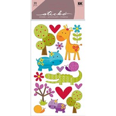 Crafts Sticko Stickers Patterned Safari Animals Giraffe Hippo Alligator Trees