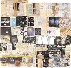 Elegant 200pc Celestial Vintage Stickers & Scrapbook Paper – Unique Crafting Set