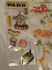 Vintage Scrapbook Sticker Lot K&Company Dimensional Zoo Amusement Park Boys NOS