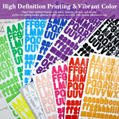 3504 PCS Multicolor Small Alphabet Number Stickers, 24 Sheets 0.5 Inch Self-Adhe