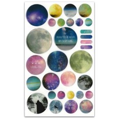 CUTE MY SPACE STICKERS Planet Gel Sticker Sheet Craft Scrapbook Seal Kawaii NEW