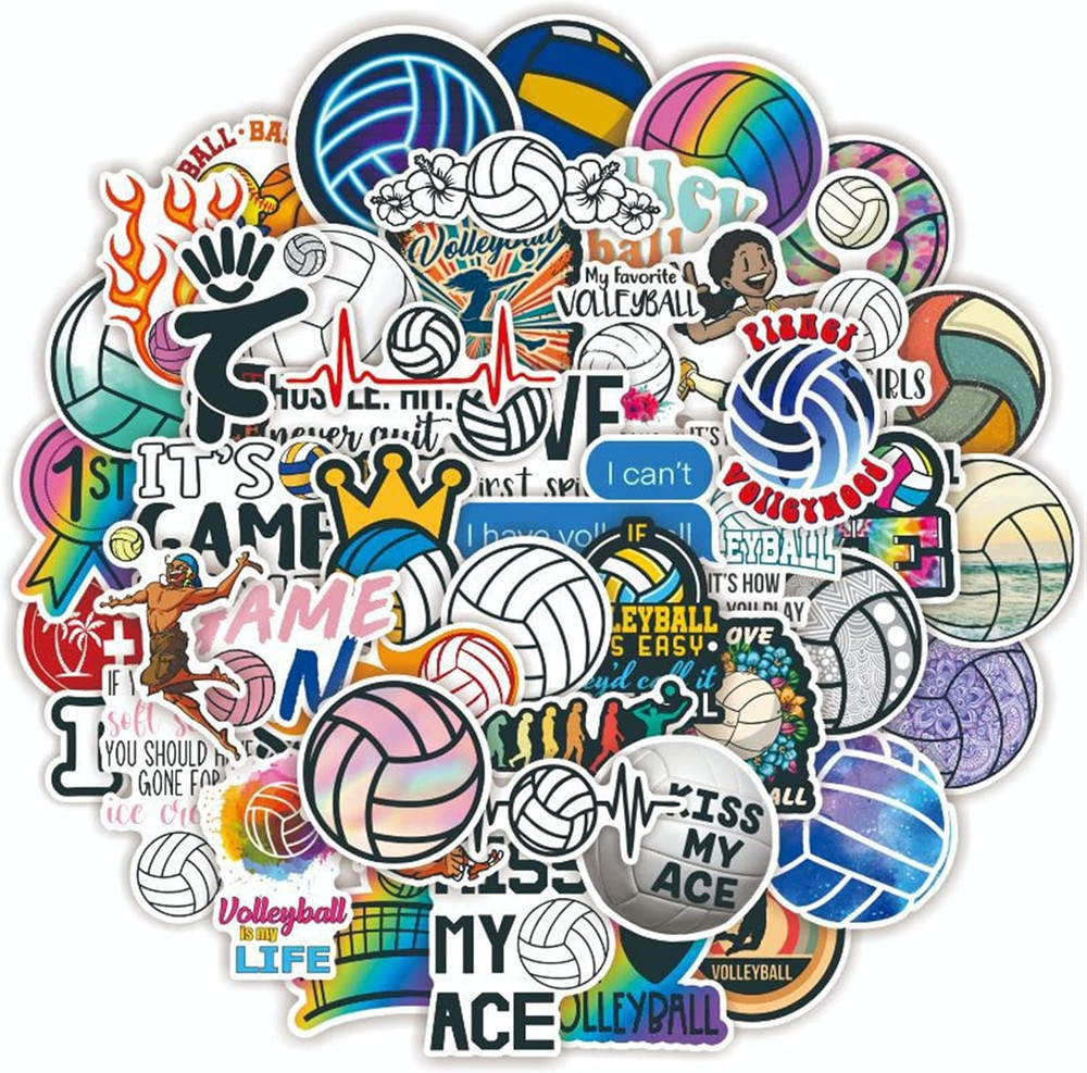 50PCS Volleyball Stickers,Motivational Volleyball Water Bottle Stickers, Volleyb