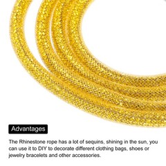 6mm x 120cm Rhinestone Rope Crystal Rope Yellow Mesh Lemon Yellow Diamond