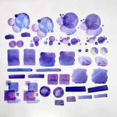 Purple Watercolor Swatch Bubble Stickers Junk Journals Collage Scrapbook
