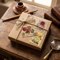 60pcs Vintage Postage Stamp Stickers, Aesthetic Botanical Deco Paper Sticker for
