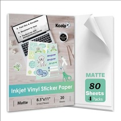 80 Bulk Koala Printable Vinyl Sticker Paper Waterproof Matt White Inkjet Cricut