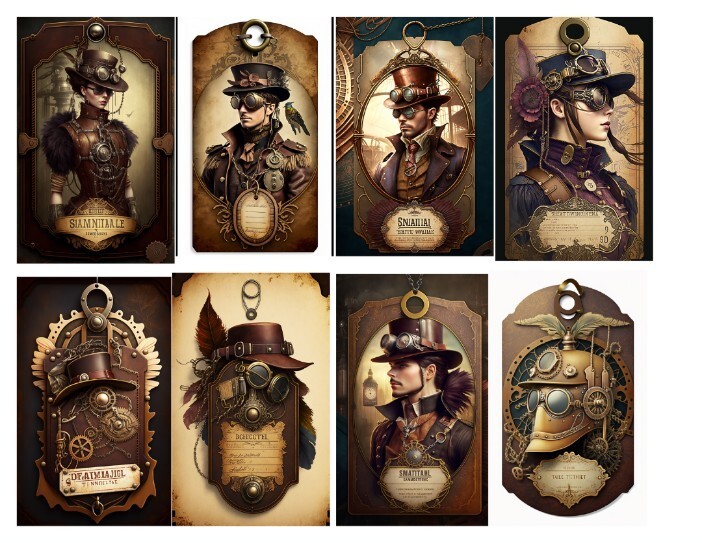 Steampunk Tags Junk Journal Scrapbook USA Seller Gift