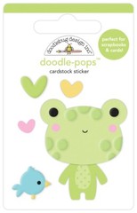 Doodlebug Stickers Doodle-Pop 3D Hoppy Day Cute Green Frog Bird Hearts