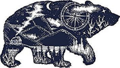 Bear Double Exposure 50 Pack 1-Inch Retro Stickers for Scrapbooking, Journals, P