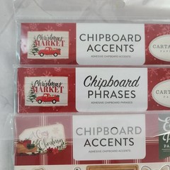 Carta Bella Chipboard Accents Phrases Christmas Market 6×13- Lot of 3