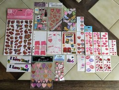 Mixed Lot Vintage SANDYLION STICKO Hearts/Lips/Valentines Day Love Stickers