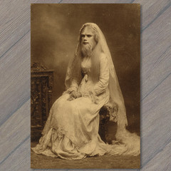 STICKER Gothic Bride Werewolf Victorian Style Portrait Bearded Woman