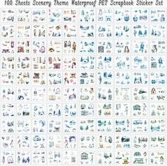 430Pcs Scrapbook Winter Landscape Stickers Set for Scrapbooking Supplies, Aesthe
