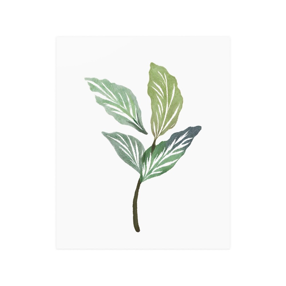 Watercolor Single Leaf Greenery Poster – Wall Decor 9″ 12″ 18″ 24″ Printed