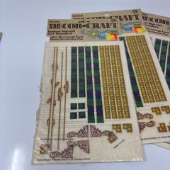 Vintage Letraset 1974 Rub‑On Transfers Decorative Borders NOS 5 Sheets Scrapbook