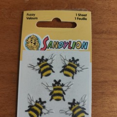 VINTAGE 1986 SANDYLION SANDY LION FUZZY VELOURS BUMBLE BEE STICKERS NOS SEALED
