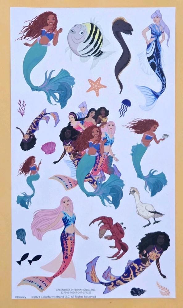 Disney The Little Mermaid Sticker Single Sheet Large Size ( 5×8.75″)
