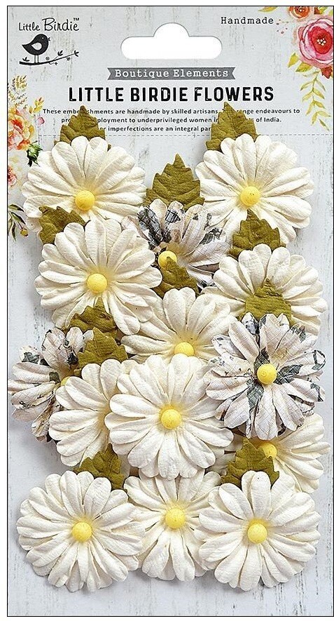 Valerie Paper Flowers – Moon Light, 14/pkg, scrapbook -Little Birdie CR69659