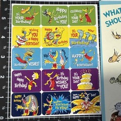 Vintage Sticker Lot Dr. Seuss Cat in the Hat 6 Sheets AGC, Gibson, Hallmark, etc