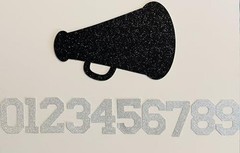 Glitter Megaphone Cut Outs with Glitter Numbers (Black Black W/ Silver Numbers