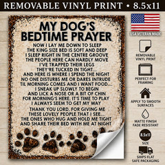 USA Veteran Made Dog Bedtime Prayer Vinyl Print 8.5×11 Rustic Farmhouse Dog Wall