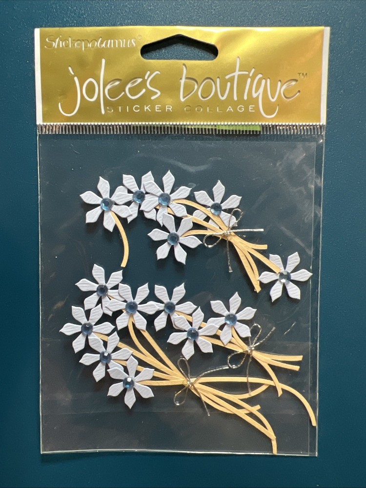 Jolee’s Botique Dimensional Stickers Blue Jeweled Flowers SPJC014