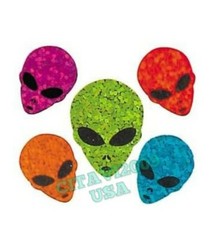 HAMBLY STUDIOS PRISMATIC STICKERS ALIEN HEADS – SPACE – VINTAGE COLLECTABLE RARE