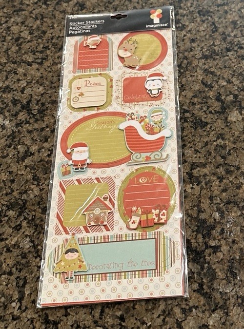 Imaginisce CHRISTMAS Sticker Stackers Dimensional Journaling Spots 8 Pieces