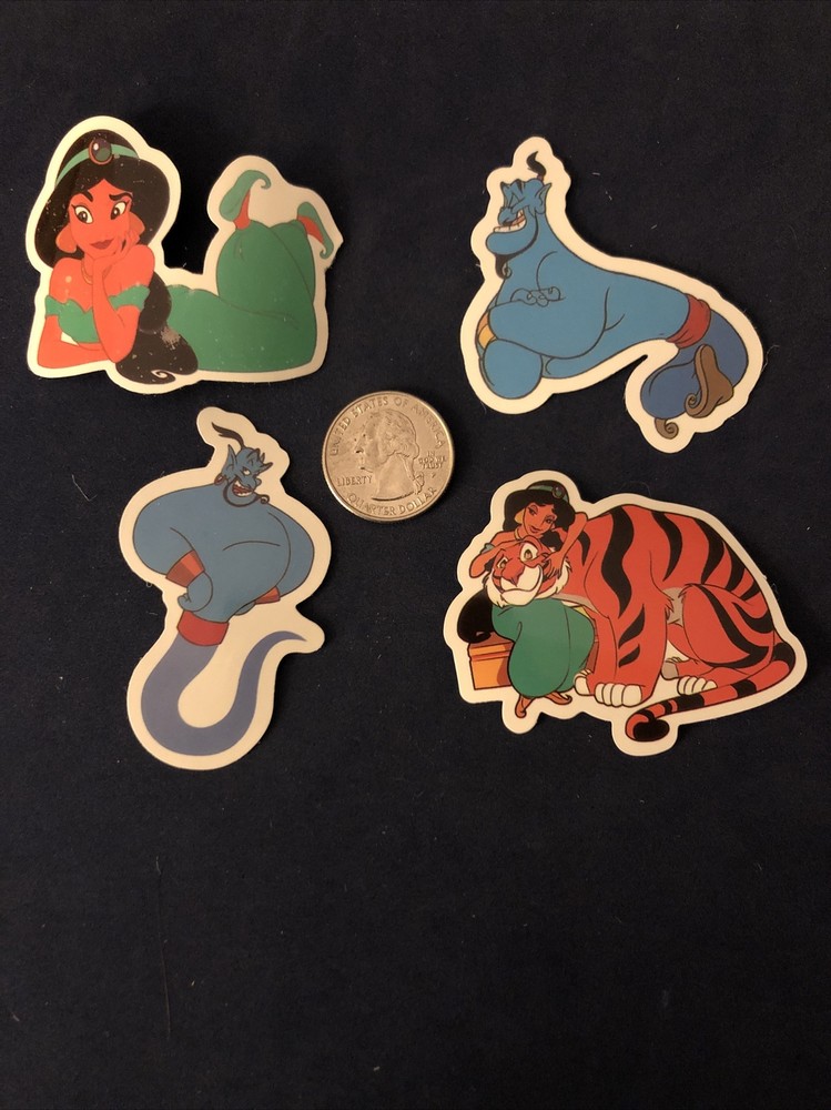 Disney Stickers – Disney Aladdin – Genie & Jasmine Lot of 4 Stickers.