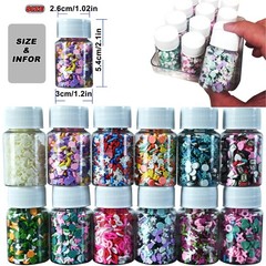 Fake Sprinkles 3.5~5mm long, 4~5mm wide, 0.5~2mm thick, 12 Bottles Mixed 180g
