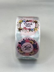 25mm Floral Thank You Stickers 8 Patterns 500/Roll