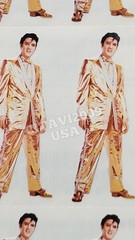 Vintage Stickers Sheet Elvis Presley In Golden Suit Paper House Rare.