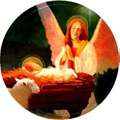 5 1/4″ x 7 1/2″ Sheet of 12 BABY ANGEL TRIO Christmas Card Seals #57 USA MADE