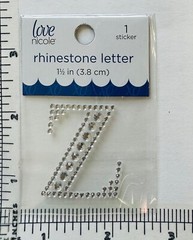 Letter Z Rhinestone Sticker 1.5″ Clear Silver Glitter Scrapbook Monogram Bling