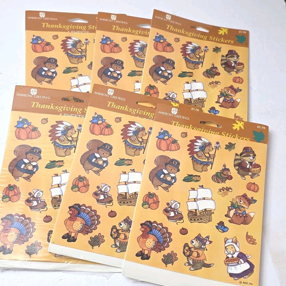 6 Packs American Greetings Thanksgiving Stickers 4 Sheets per pack