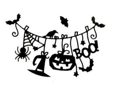 SPIDER WEB, WITCHES HAT, BOO, BAT CLOTHES LINE SILHOUETTE DIE CUT/ CUTS