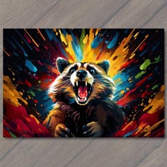 STICKER Raccoon Smiling Happy Retro Pop Art Splash Colors Fun Cute Vibrant