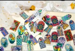 Set Of 60 Stained Glass Cathedral Sticker Flakes Windows Journal