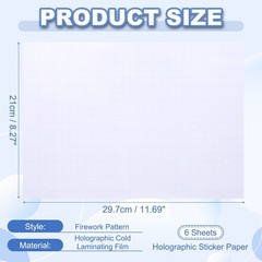 12x8in Holographic Laminate Sheets 6 Pcs Sticker Paper Glossy Laminate