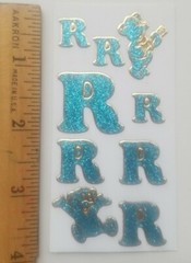 Set of 2 sheets of vintage introduct glitter stickers «R» discontinued Germany