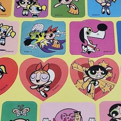 Vintage Y2K Power Puff Girls Cartoon Stickers Lot 2 Sheets 2000