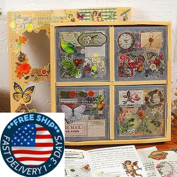 516PCS Vintage Scrapbooking Stickers Kit Estética Junk Journal Decorativo. neuvo