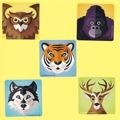 10 Graphic Animals – Large Stickers – Owl, Gorilla, Tiger, Wolf, Deer